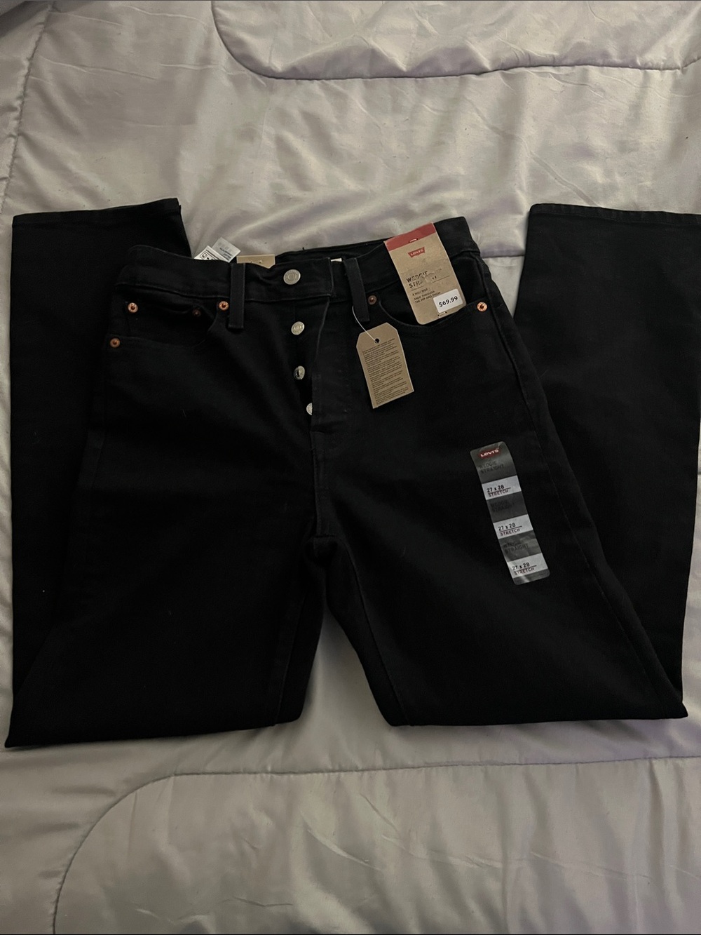 Levi's woman's Black Straight-Leg Jeans with Button-Fly